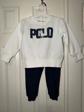 Polo by Ralph Lauren White Sweatshirt with Navy Joggers